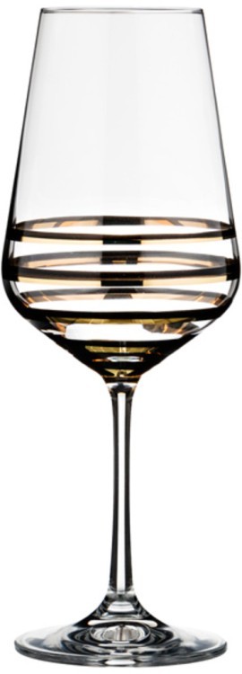Набор бокалов для вина "wellness"  (gold & black) 450 мл.высота=24 см. Bohemia Crystal (674-565)
