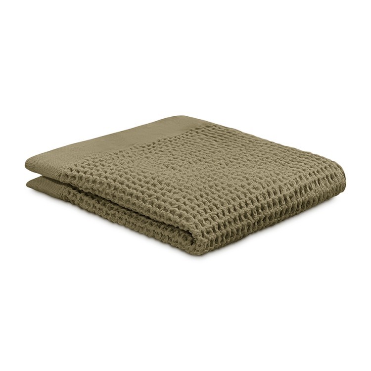 Полотенце для лица из умягченной вафли цвета хаки из коллекции essential, 30x30 см (79184)