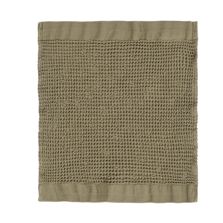 Полотенце для лица из умягченной вафли цвета хаки из коллекции essential, 30x30 см (79184)