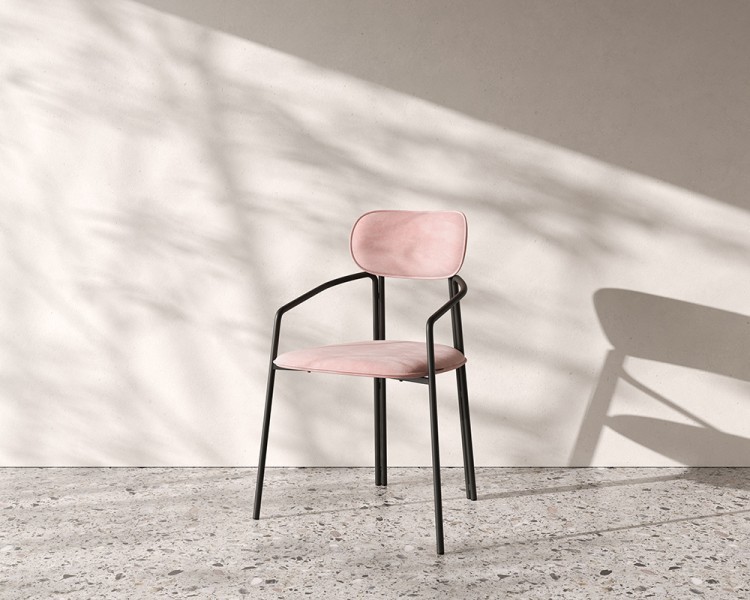 Стул ror, round, велюр, черный/розовый (74437)