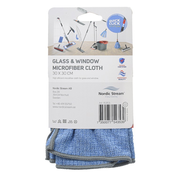 Тряпка для мытья стекол из микрофибры 30х30 см (67769)