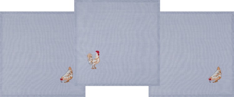 Комплект салфеток 40х40см из 3-шт"куриная семейка" 100% х/б, вышивка, синий SANTALINO (850-533-42)
