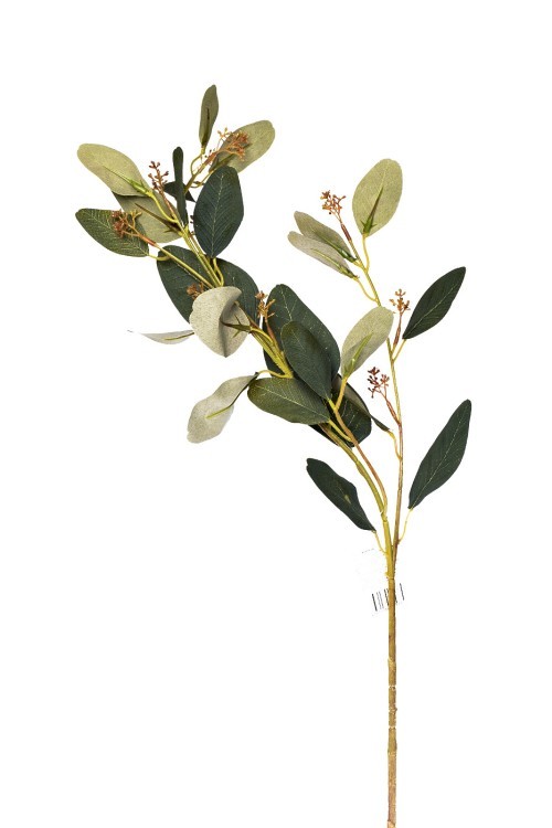 9F28558-GR Веточка эвкалипта с цветами листья зеленые 72см(24) (TT-00006442)
