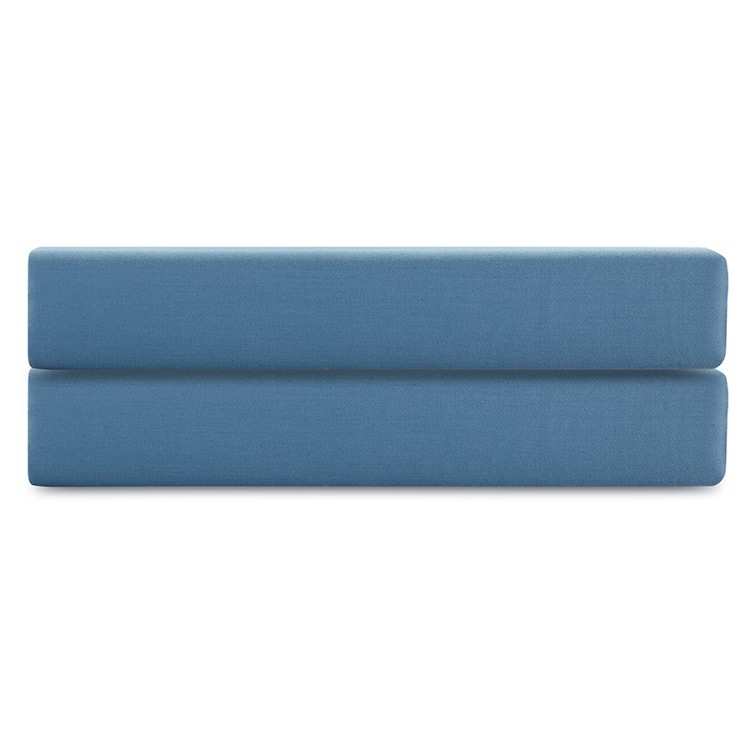 Простыня на резинке из премиального сатина джинсово-синего цвета из коллекции essential,  180х200х30 (79844)