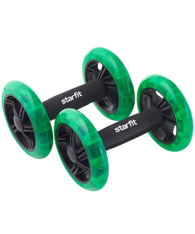 БЕЗ УПАКОВКИ Ролики для пресса раздельные Starfit RL-107, черный/ярко-зеленый (2102826)