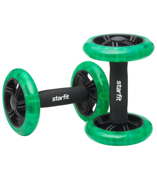 БЕЗ УПАКОВКИ Ролики для пресса раздельные Starfit RL-107, черный/ярко-зеленый (2102826)