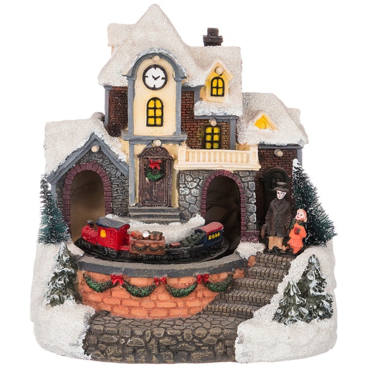Фигурка "рождественский домик" с музыкой,вращением и подсветкой 17*13*17,8 см Lefard (868-123)