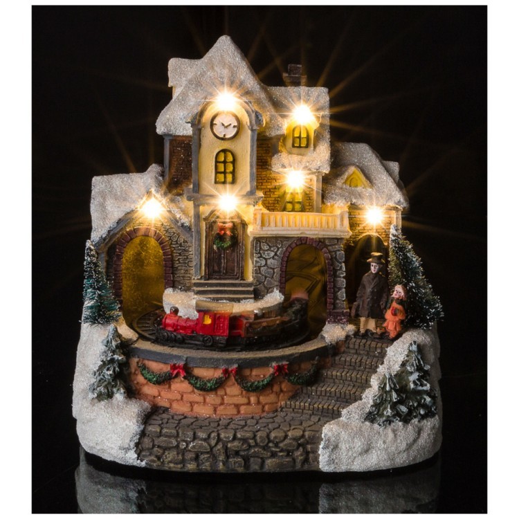 Фигурка "рождественский домик" с музыкой,вращением и подсветкой 17*13*17,8 см Lefard (868-123)