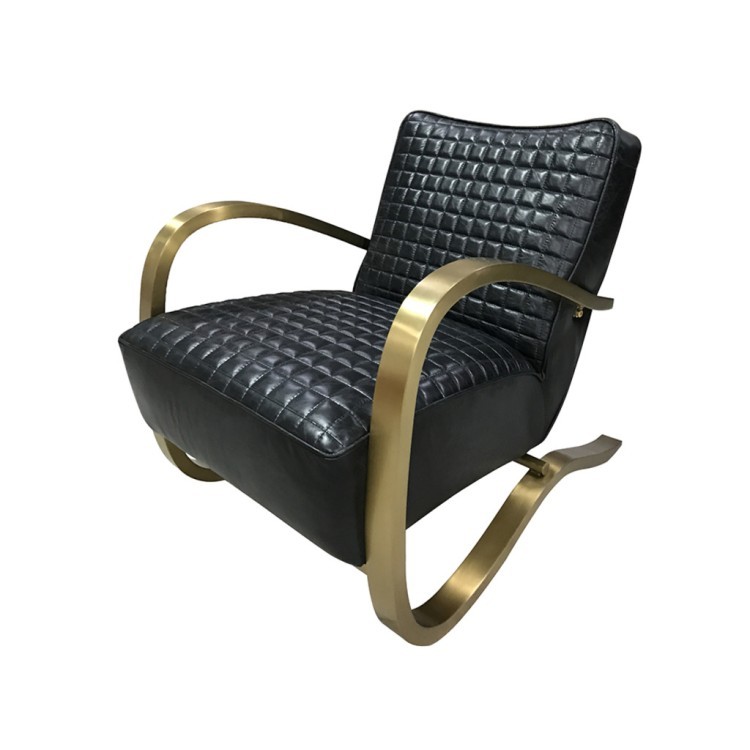 Кресло C0236-1D/B76# belon black, Нержавеющая сталь, натуральная кожа, black/gold, ROOMERS FURNITURE