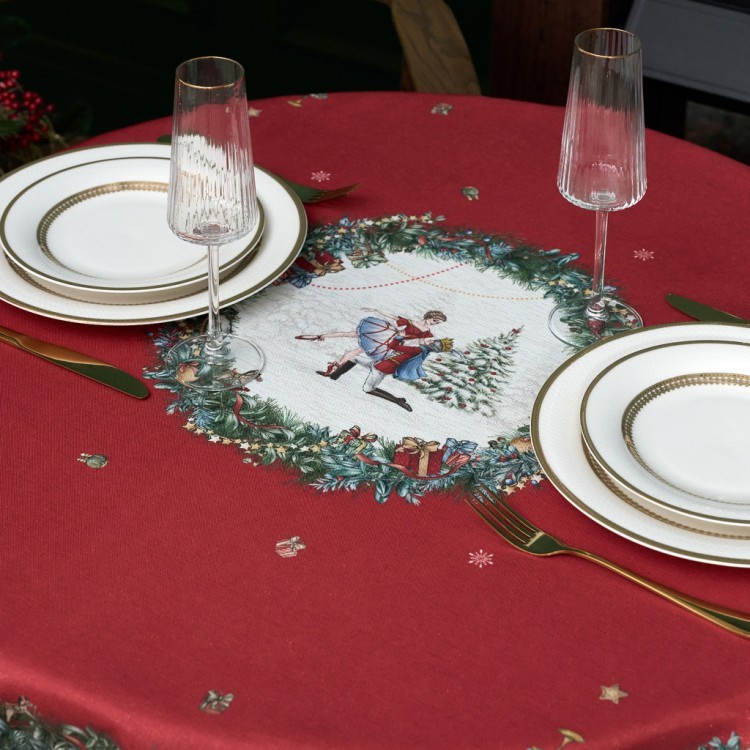 Скатерть  d145 cm круглая, "щелкунчик" цвет: красный, полиэстер 100% Lefard (986-005-24)