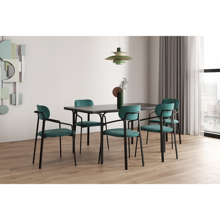 Стул ror, round, велюр, черный/зеленый (74436)