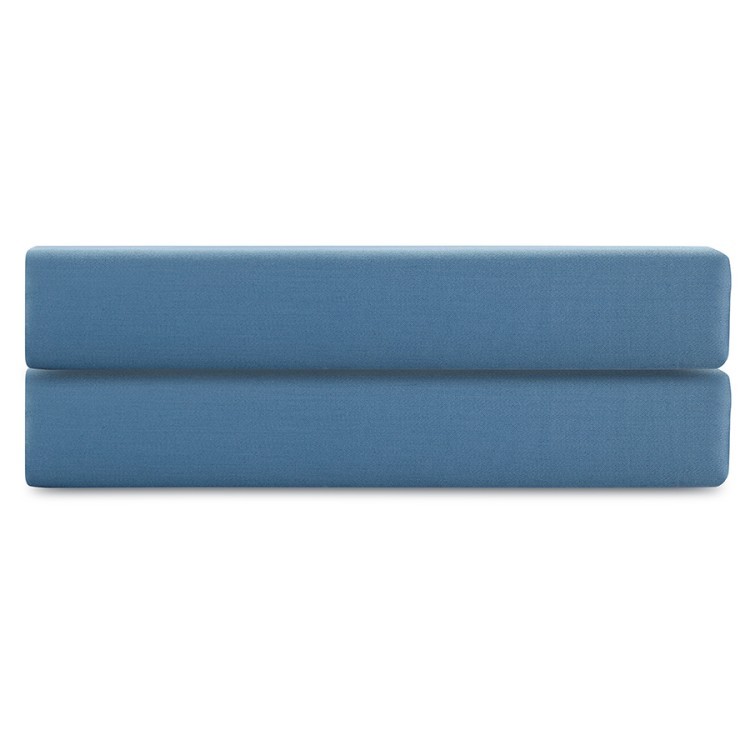 Простыня на резинке из премиального сатина джинсово-синего цвета из коллекции essential, 200х200х30 (79845)