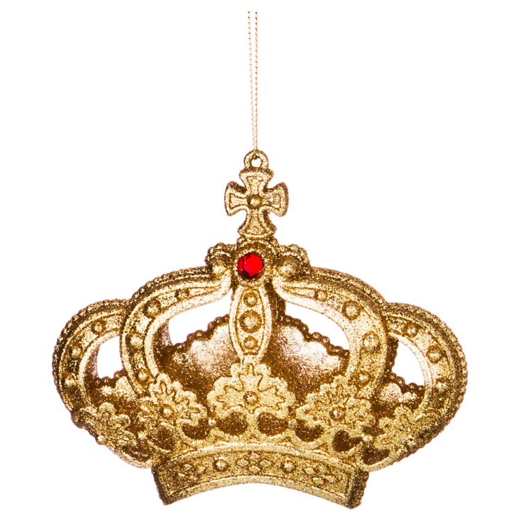 Декоративное изделие "корона" 12*10 см цвет: золото с глиттером без упаковки Lefard (865-429)