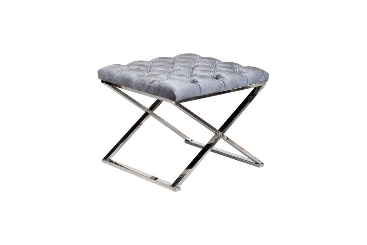 Банкетка велюр серый/хром 52*52*45,5см (TT-00006491)