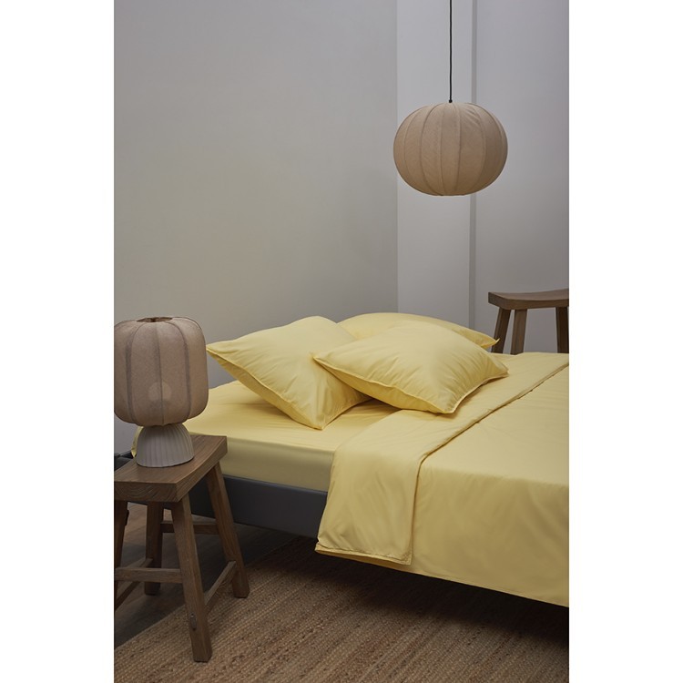 Комплект постельного белья из стираного перкаля светло-желтого цвета из коллекции essential, 150х200 см (77731)