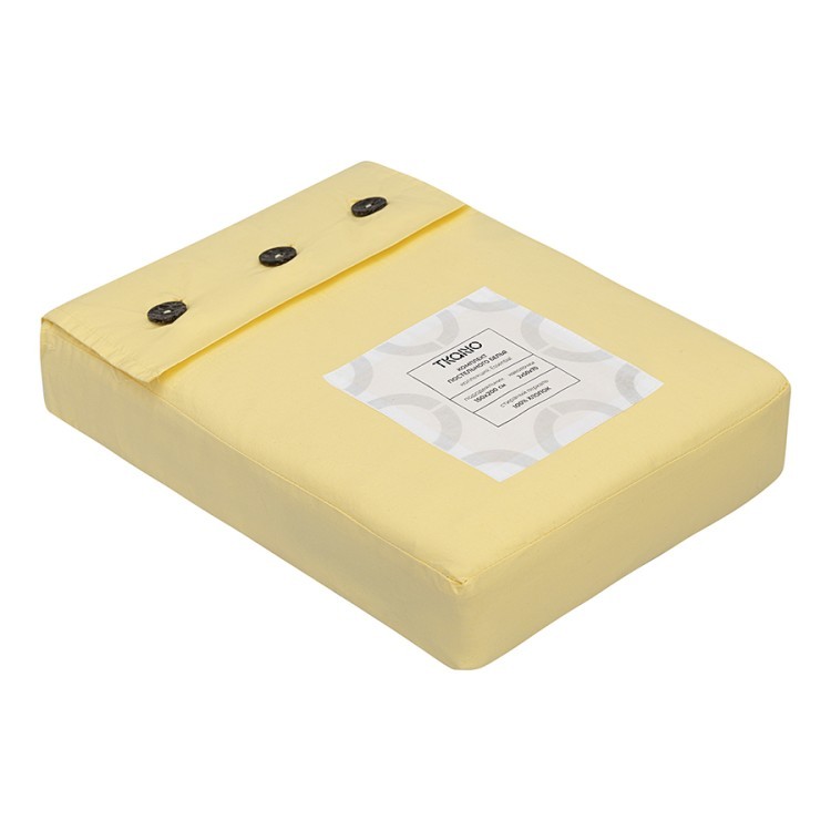 Комплект постельного белья из стираного перкаля светло-желтого цвета из коллекции essential, 150х200 см (77731)