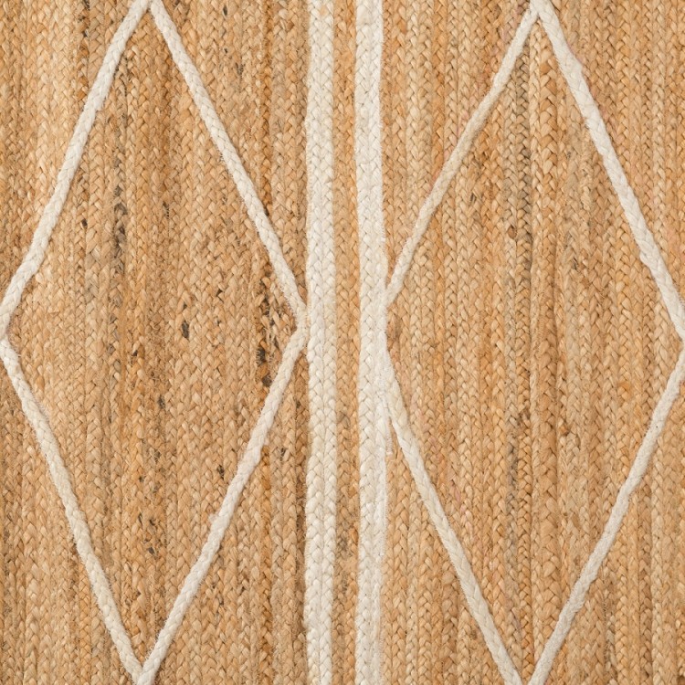Ковер из джута бежевого цвета с геометрическим рисунком и с бахромой из коллекции ethnic, 200x300см (73324)