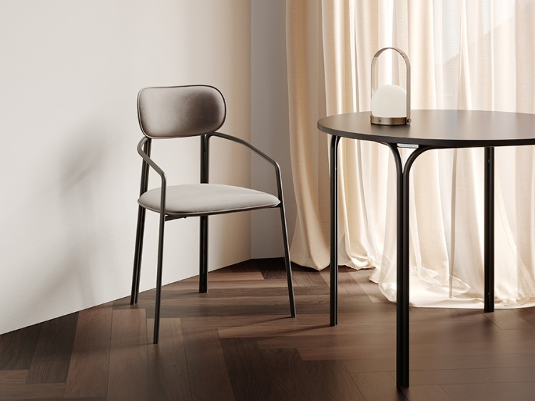 Стул ror, round, велюр, черный/серый (74438)