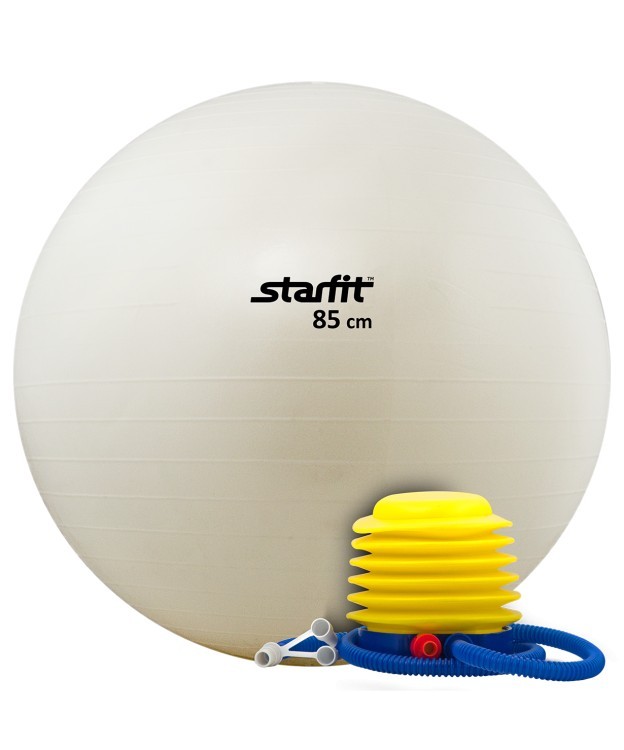 Мяч гимнастический GB-102 с насосом 85 см, антивзрыв, белый (D-129940) 