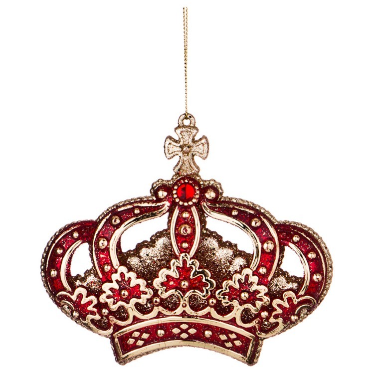 Декоративное изделие "корона" 12*10 см цвет: красный с глиттером без упаковки Lefard (865-430)