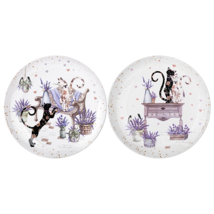 Набор тарелок закусочных lefard "лавандовые коты" 2 шт. 20,5*2 см Lefard (425-166)