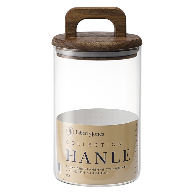 Банка для хранения стеклянная с крышкой из акации hanle, 1,1 л (75863)