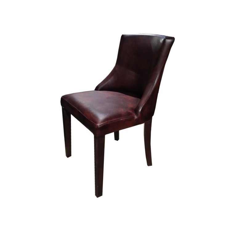 Стул DiningChairLupos, каркас дуб, обивка кожа, dark brown, ROOMERS FURNITURE