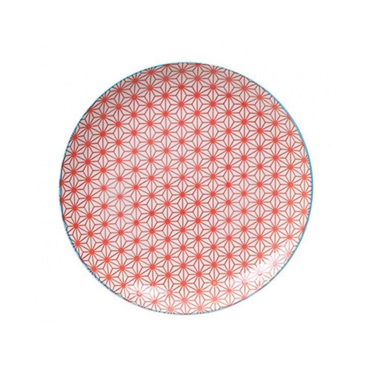 Тарелка 8657, 25.7, фарфор, Red/Light Blue Rim, TOKYO DESIGN