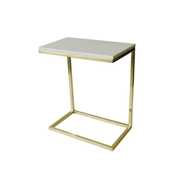 Стол приставной E1598, сталь, мрамор, white, ROOMERS FURNITURE