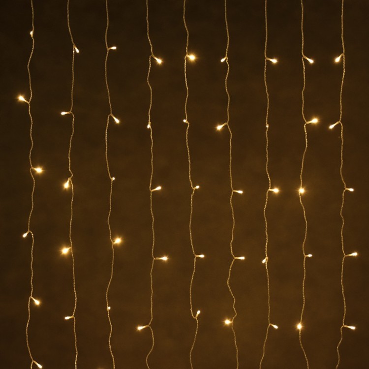 Уличная светодиодная гирлянда (теплый свет) Vegas Занавес 200 LED, 20 нитей, 2х2 м, 31V 55145 (84913)