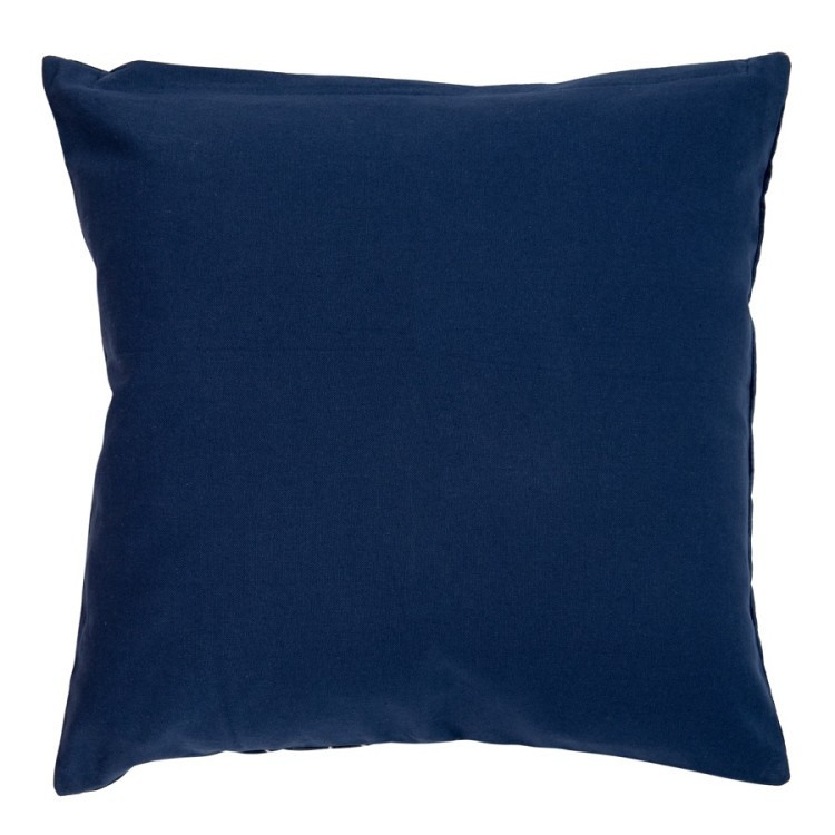 Чехол на подушку из хлопкового бархата с геометрическим принтом темно-синего цвета из коллекции ethnic, 45х45 см (73354)