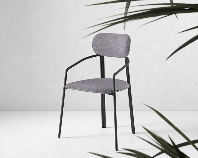 Стул ror, round, рогожка, черный/серый (74441)