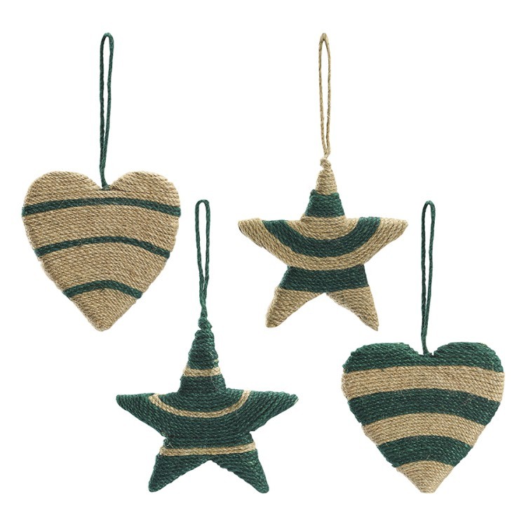 Набор елочных украшений trendy stripes из джута и гофрированного картона из коллекции new year essential, 4 шт. (76827) Набор елочных украшений trendy stripes из джута и гофрированного картона из коллекции new year essential, 4 шт. (76827)