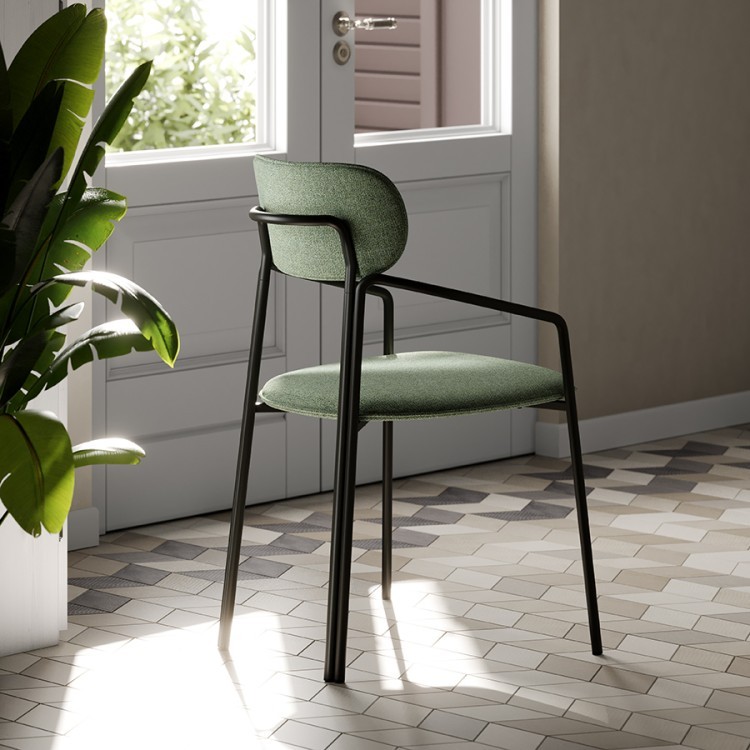 Стул ror, round, рогожка, черный/зеленый (74440)