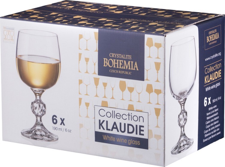 Набор бокалов для вина из 6 шт. "claudie / sterna" 190 мл.высота=15 см. CRYSTALITE (669-160)