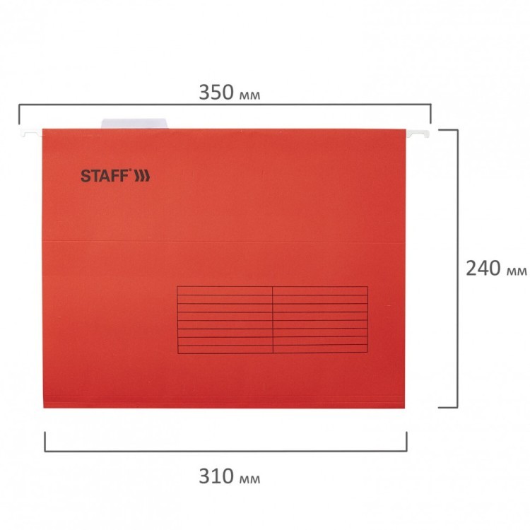 Подвесные папки А4 350х240 мм до 80 л к-т 10 шт красные картон STAFF 270931 (1) (93172)