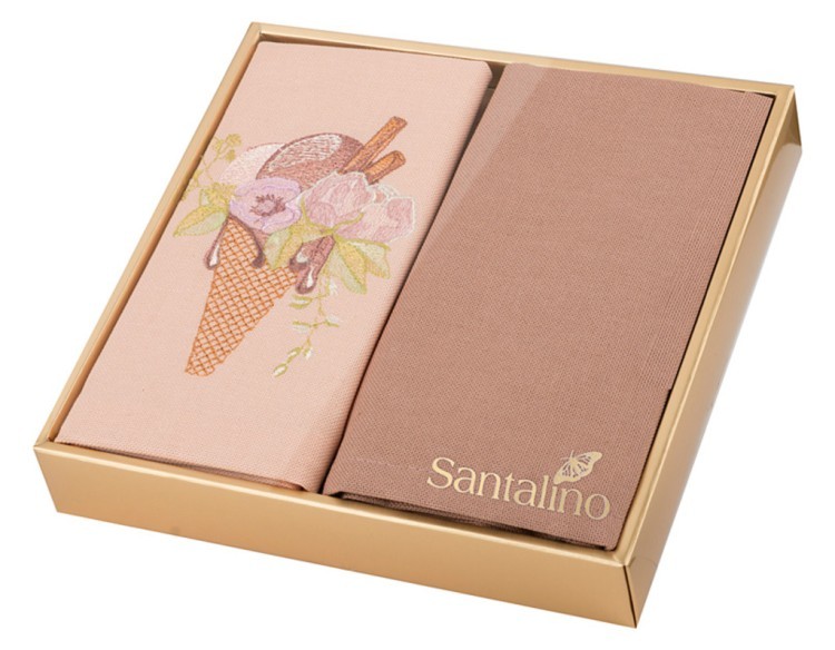 Комплект салфеток 40*40см из 2шт"мороженое" х/б 100%, какао/пудра SANTALINO (850-453-18)