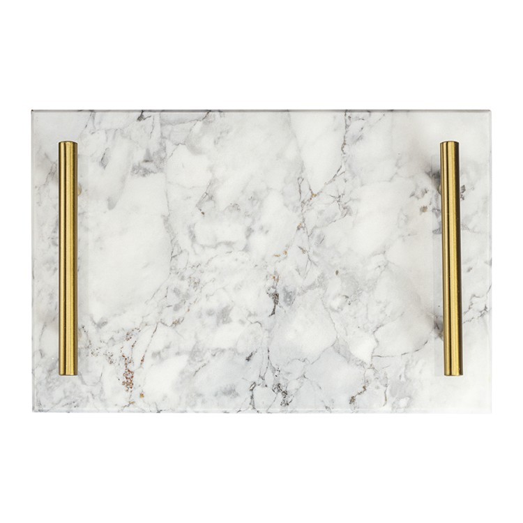 Поднос marm, 30х20 см, белый мрамор (77556)