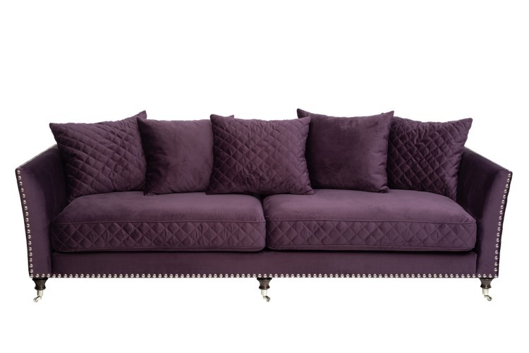 Диван Sorrento трехместный, велюр фиолетовый Bel14 250*101*90см (TT-00002546)