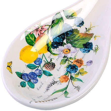 Подставка для ложки 22,3см Лесные ягоды с лимонами доломит LR (60139)