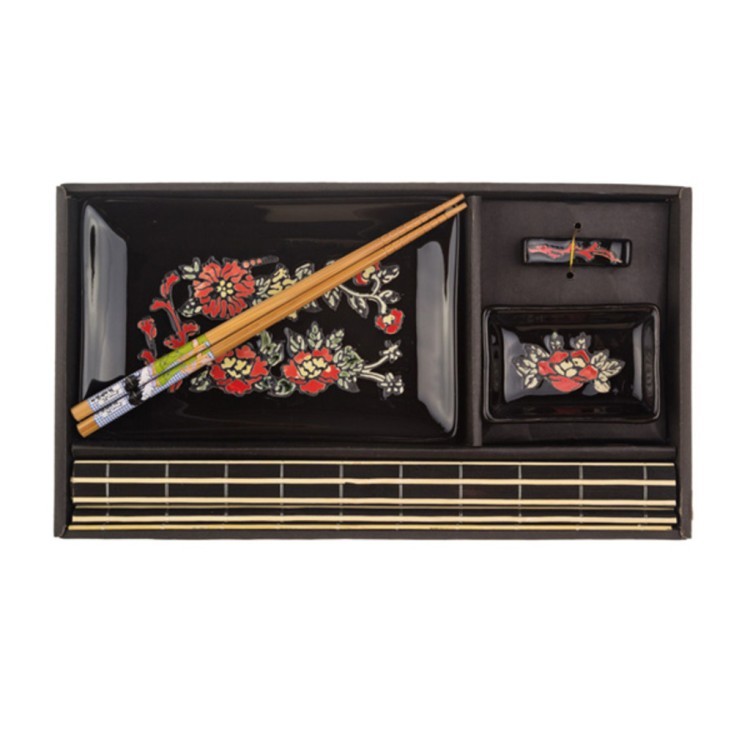 Набор для суши 5 предметов: соусник, блюдо, подставка под палочки,салфетка бамбук, палочки бамбук (к Hebei Grinding (31-208) 