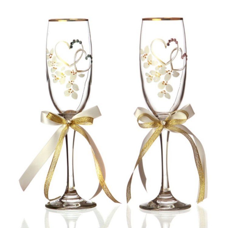 Набор бокалов для шампанского из 2 шт. с золотой каймой 170 мл. (802-510607) 