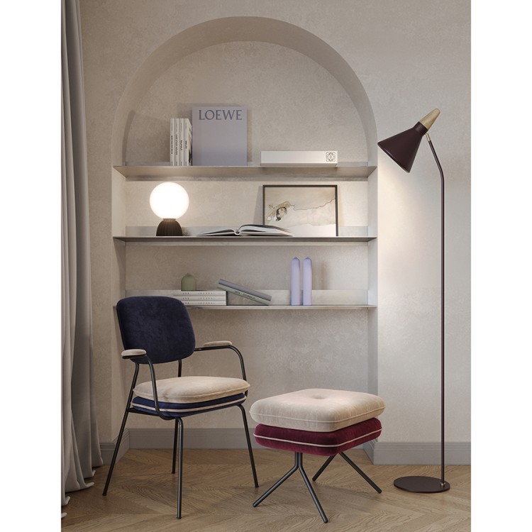 Пуф pea, велюр, бежевый/бордовый (76126)