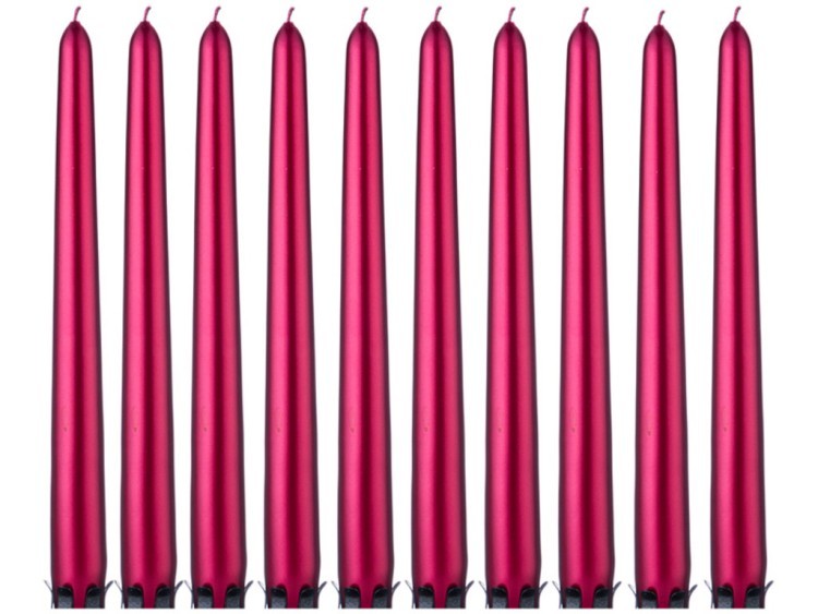 Набор свечей из 10 шт. металлик красный высота=24 см. Adpal (348-638)