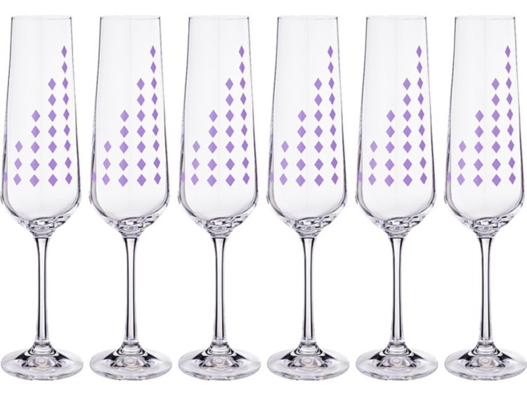 Набор бокалов для шампанского из 6 шт. "sandra" 200 мл. высота=25 см Bohemia Crystal (674-651)