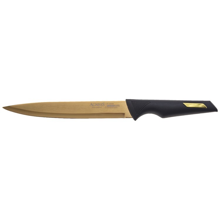 Нож для нарезки agness 20см (мал=20шт./кор=40шт.), лезвие с титановым покрытием Agness (911-626)