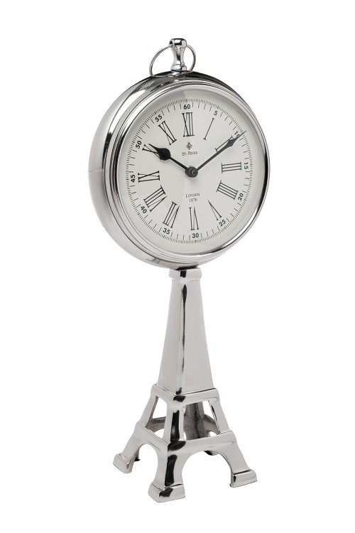 Часы настольные "Эйфелева башня" хром d17, H40см (TT-00005645)