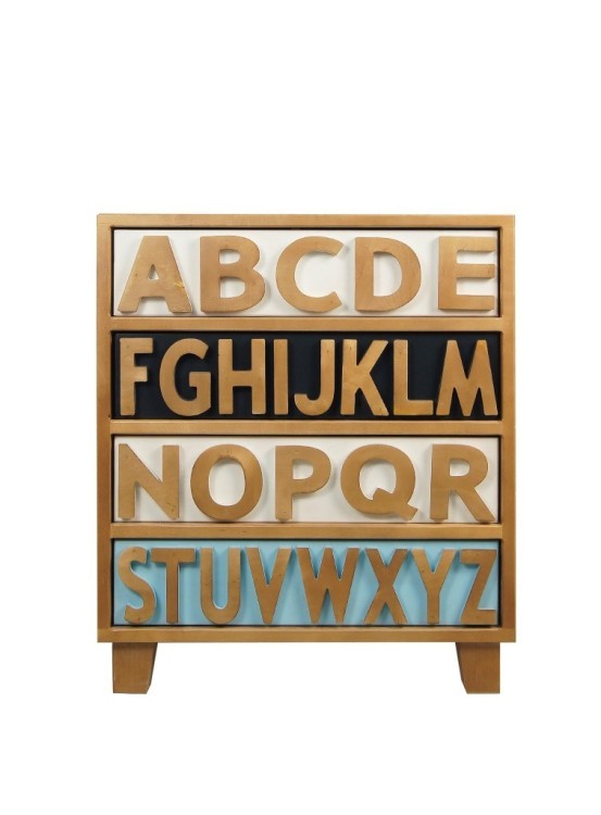 Низкий комод "Alphabeto Birch" для белья RE-032ETG/2-ET