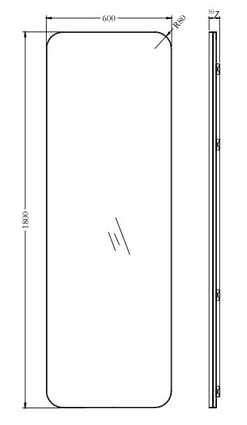 Зеркало в металлической раме цвет хром 60*180см (TT-00006449)