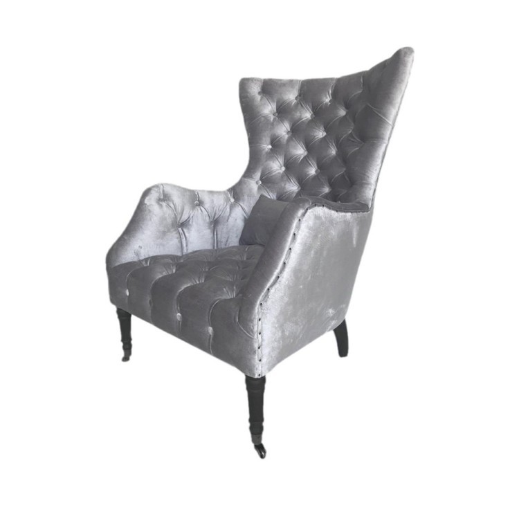 Кресло CH-12BV, каркас массив дуба, обивка бархат, grey, ROOMERS FURNITURE